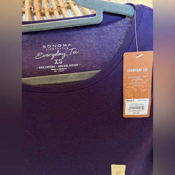 NWT Sonoma Everyday Basic Long Sleeve Purple Stretch Scoopneck Tee - Picture 6 of 6